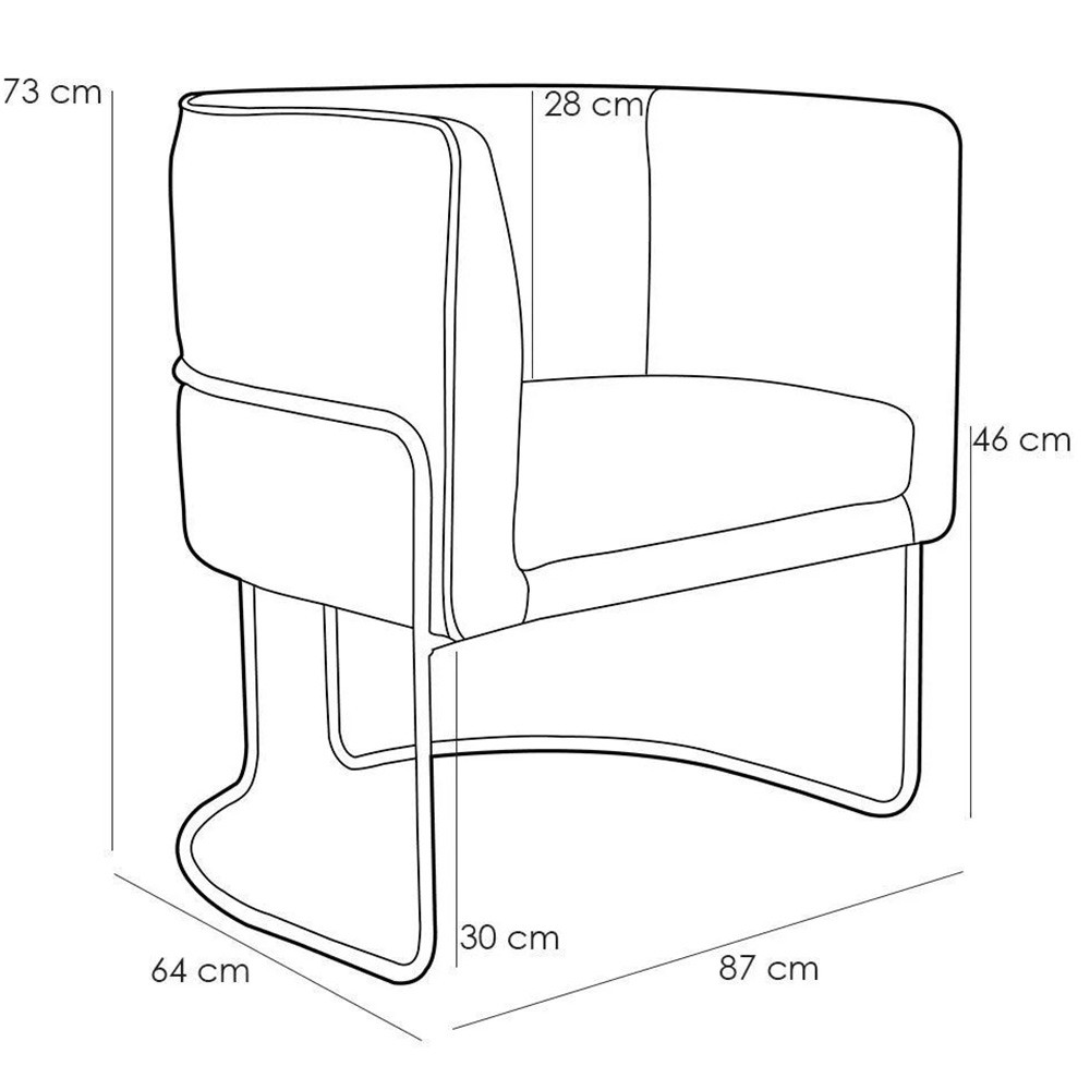 Kit 02 Poltronas Decorativas Fixa Base de Aço Preto Betina D02 Linho Bege C-107 - Lyam Decor