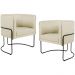Kit 02 Poltronas Decorativas Fixa Base de Aço Preto Betina D02 Linho Bege C-129 - Lyam Decor