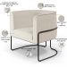 Kit 02 Poltronas Decorativas Fixa Base de Aço Preto Betina D02 Linho Bege C-443 - Lyam Decor