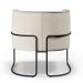 Kit 02 Poltronas Decorativas Fixa Base de Aço Preto Betina D02 Linho Bege C-443 - Lyam Decor