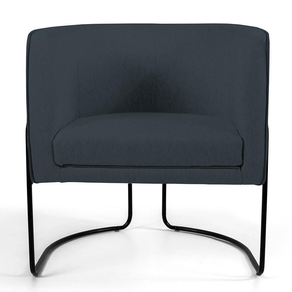 Kit 02 Poltronas Decorativas Fixa Base de Aço Preto Betina D02 Linho Chumbo D-465 - Lyam Decor