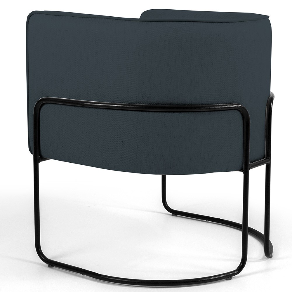 Kit 02 Poltronas Decorativas Fixa Base de Aço Preto Betina D02 Linho Chumbo D-465 - Lyam Decor