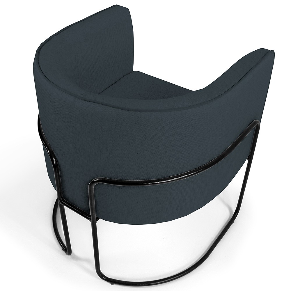 Kit 02 Poltronas Decorativas Fixa Base de Aço Preto Betina D02 Linho Chumbo D-465 - Lyam Decor