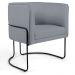 Kit 02 Poltronas Decorativas Fixa Base de Aço Preto Betina D02 Linho Cinza C-416 - Lyam Decor