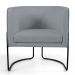 Kit 02 Poltronas Decorativas Fixa Base de Aço Preto Betina D02 Linho Cinza C-416 - Lyam Decor