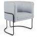 Kit 02 Poltronas Decorativas Fixa Base de Aço Preto Betina D02 Linho Cinza D-315 - Lyam Decor
