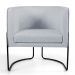 Kit 02 Poltronas Decorativas Fixa Base de Aço Preto Betina D02 Linho Cinza D-315 - Lyam Decor