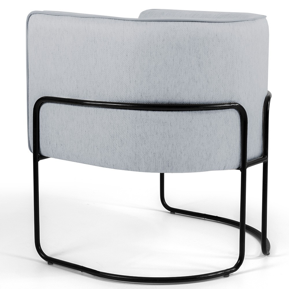 Kit 02 Poltronas Decorativas Fixa Base de Aço Preto Betina D02 Linho Cinza D-315 - Lyam Decor