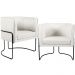 Kit 02 Poltronas Decorativas Fixa Base de Aço Preto Betina D02 Linho Creme A-48 - Lyam Decor