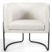 Kit 02 Poltronas Decorativas Fixa Base de Aço Preto Betina D02 Linho Creme A-48 - Lyam Decor