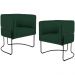 Kit 02 Poltronas Decorativas Fixa Base de Aço Preto Betina D02 Linho Verde Musgo C-117 - Lyam Decor