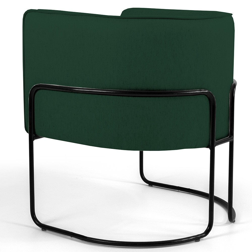 Kit 02 Poltronas Decorativas Fixa Base de Aço Preto Betina D02 Linho Verde Musgo C-117 - Lyam Decor