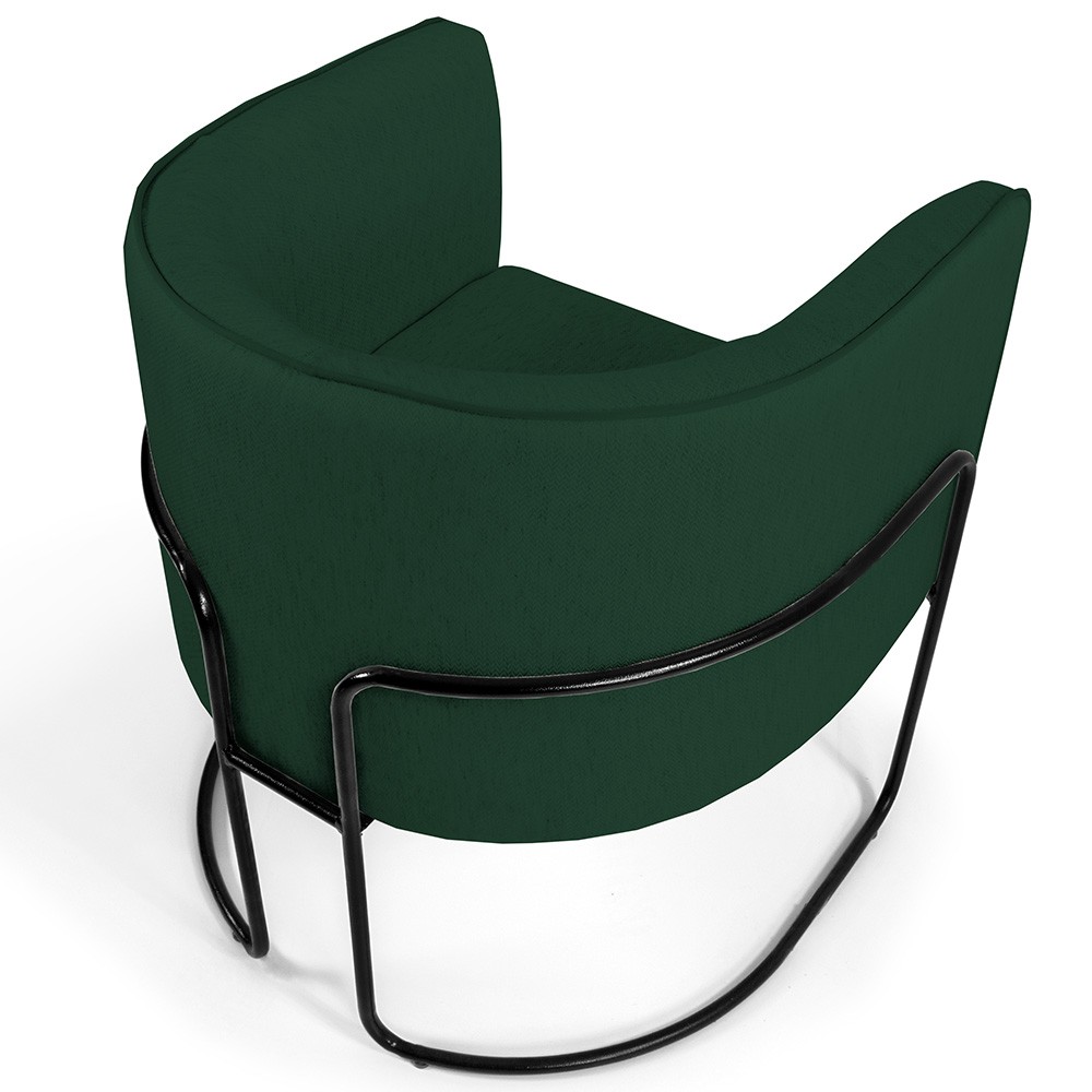 Kit 02 Poltronas Decorativas Fixa Base de Aço Preto Betina D02 Linho Verde Musgo C-117 - Lyam Decor