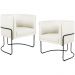Kit 02 Poltronas Decorativas Fixa Base de Aço Preto Betina D02 Veludo Bege C-309 - Lyam Decor