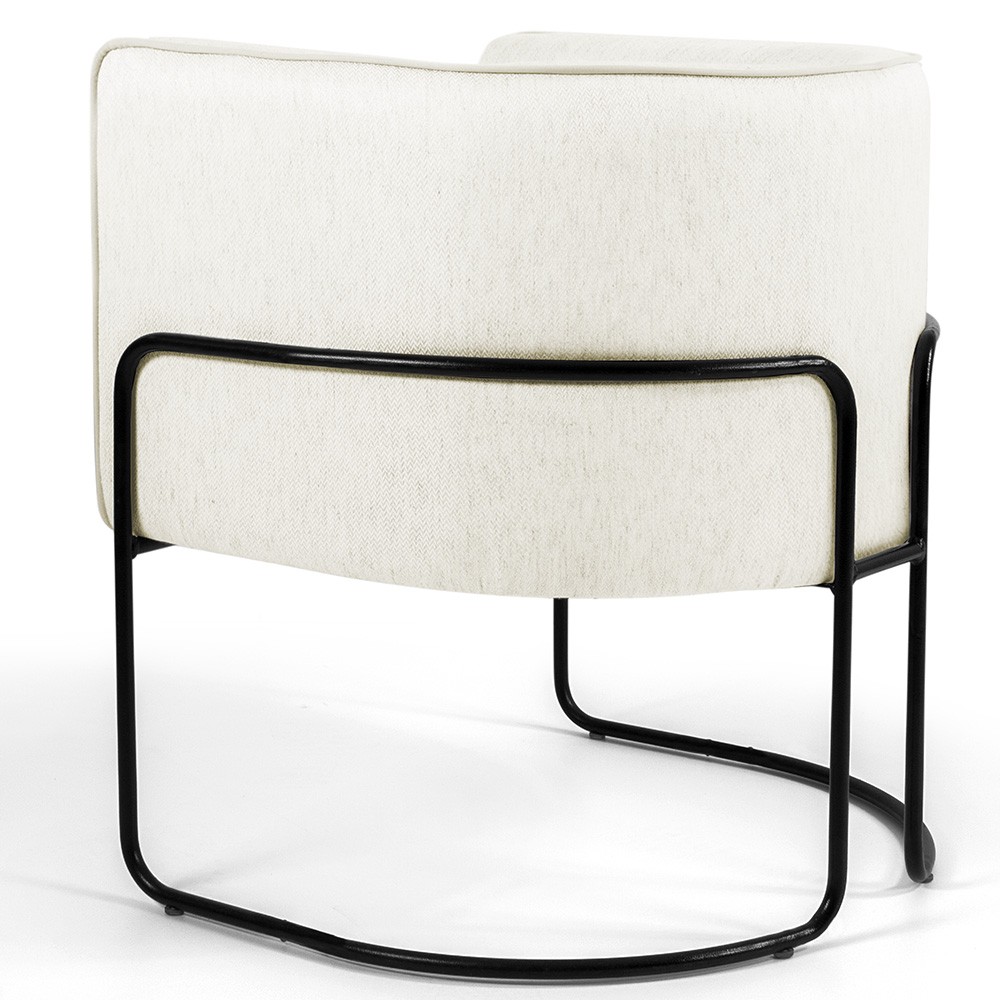 Kit 02 Poltronas Decorativas Fixa Base de Aço Preto Betina D02 Veludo Bege C-309 - Lyam Decor