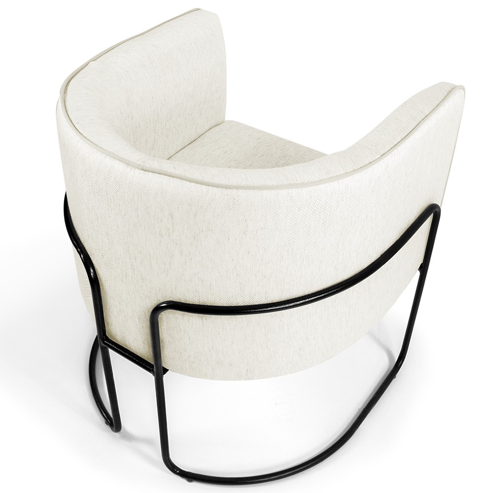 Kit 02 Poltronas Decorativas Fixa Base de Aço Preto Betina D02 Veludo Bege C-309 - Lyam Decor