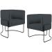 Kit 02 Poltronas Decorativas Fixa Base de Aço Preto Betina D02 Veludo Cinza C-317 - Lyam Decor