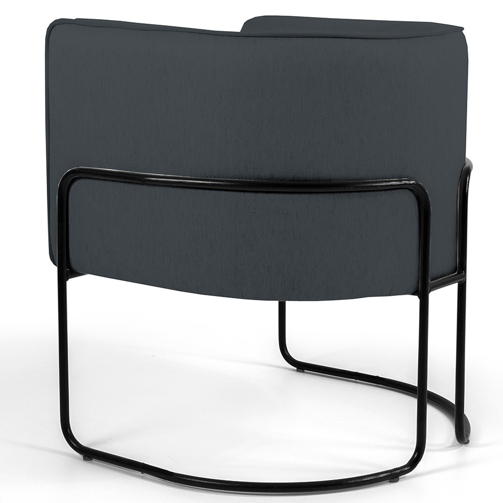 Kit 02 Poltronas Decorativas Fixa Base de Aço Preto Betina D02 Veludo Cinza C-317 - Lyam Decor