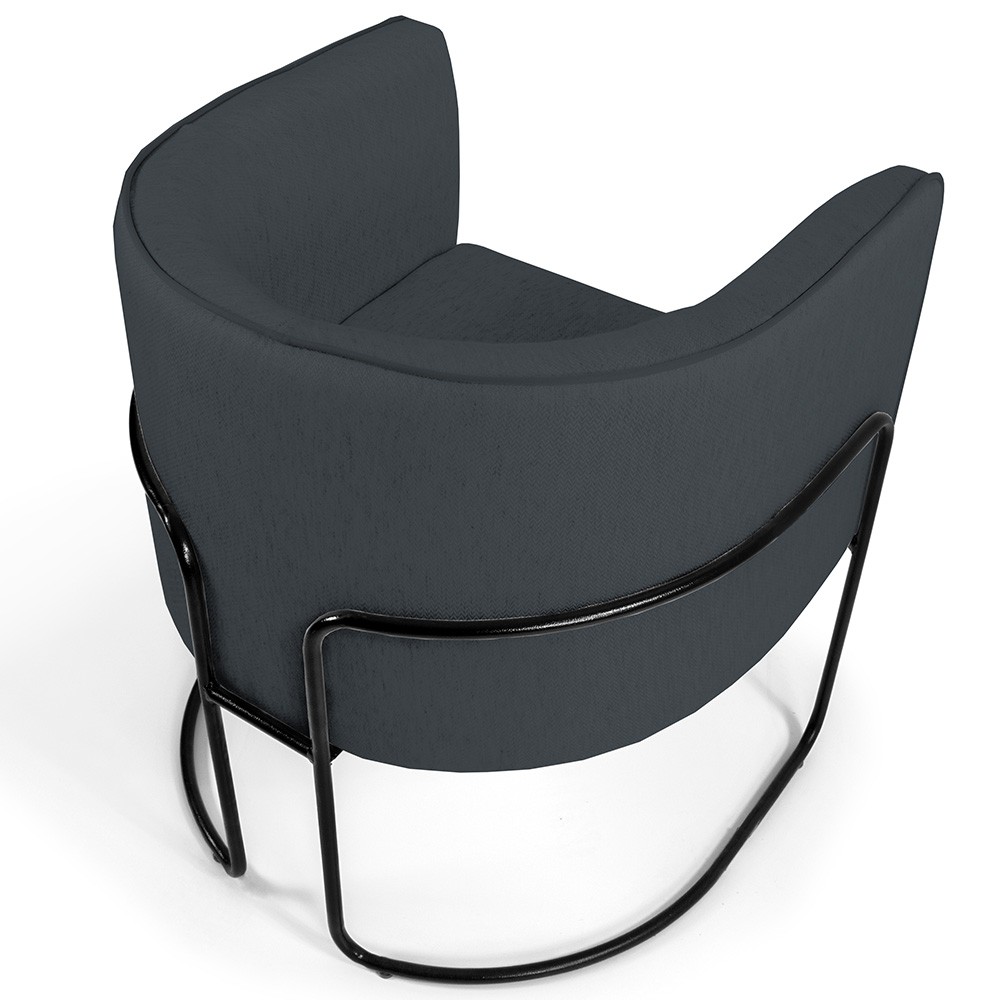 Kit 02 Poltronas Decorativas Fixa Base de Aço Preto Betina D02 Veludo Cinza C-317 - Lyam Decor