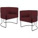 Kit 02 Poltronas Decorativas Fixa Base de Aço Preto Betina D02 Veludo Marsala C-278 - Lyam Decor