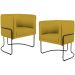 Kit 02 Poltronas Decorativas Fixa Base de Aço Preto Betina D02 Veludo Mostarda C-279 - Lyam Decor