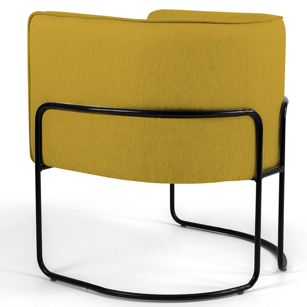Kit 02 Poltronas Decorativas Fixa Base de Aço Preto Betina D02 Veludo Mostarda C-279 - Lyam Decor