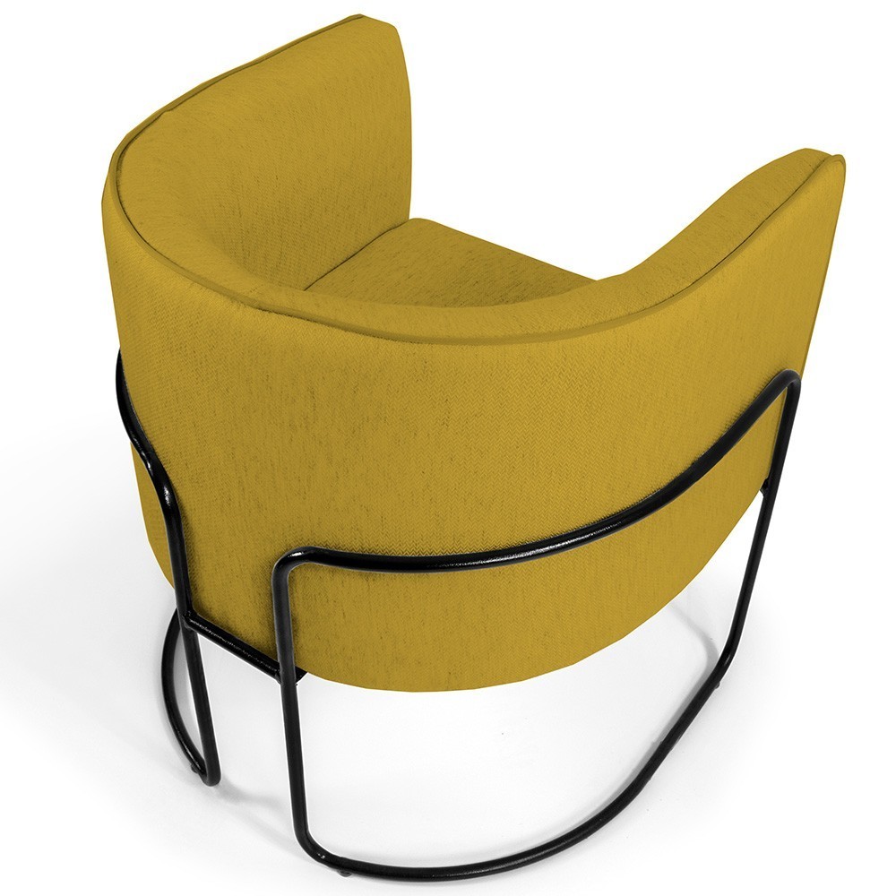 Kit 02 Poltronas Decorativas Fixa Base de Aço Preto Betina D02 Veludo Mostarda C-279 - Lyam Decor