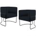 Kit 02 Poltronas Decorativas Fixa Base de Aço Preto Betina D02 Veludo Preto C-300 - Lyam Decor