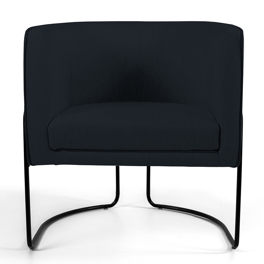 Kit 02 Poltronas Decorativas Fixa Base de Aço Preto Betina D02 Veludo Preto C-300 - Lyam Decor