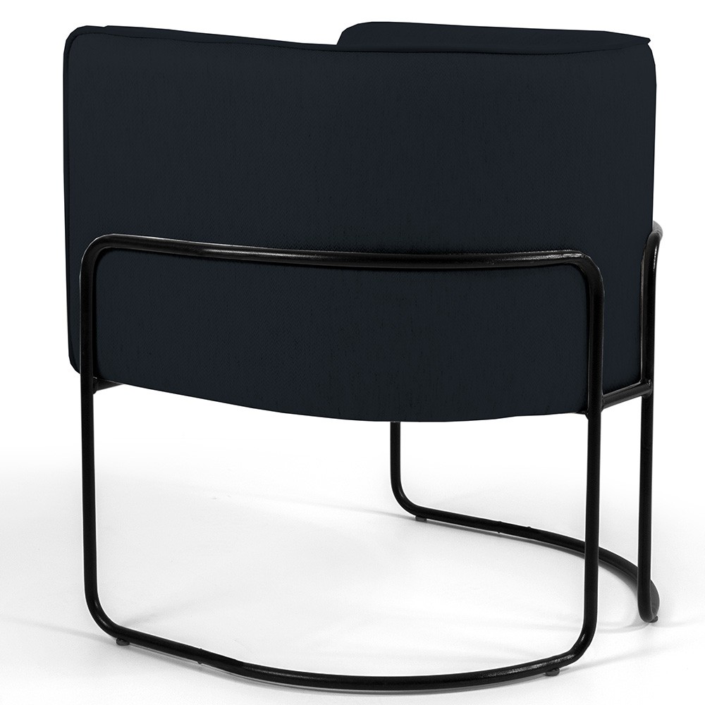 Kit 02 Poltronas Decorativas Fixa Base de Aço Preto Betina D02 Veludo Preto C-300 - Lyam Decor