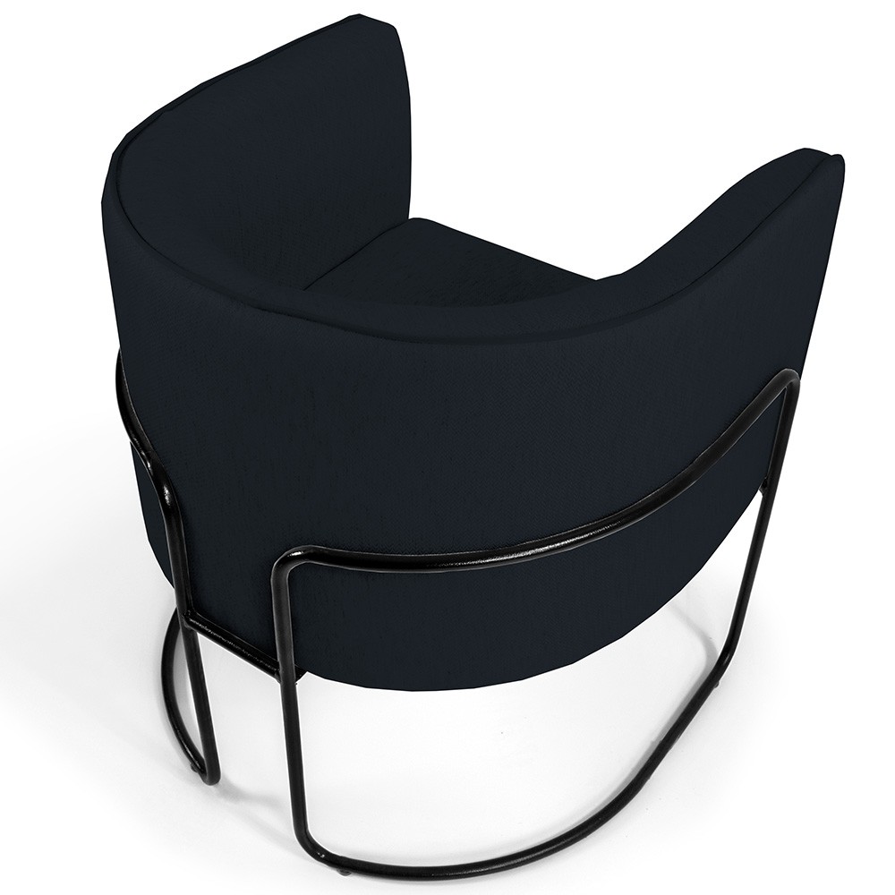 Kit 02 Poltronas Decorativas Fixa Base de Aço Preto Betina D02 Veludo Preto C-300 - Lyam Decor