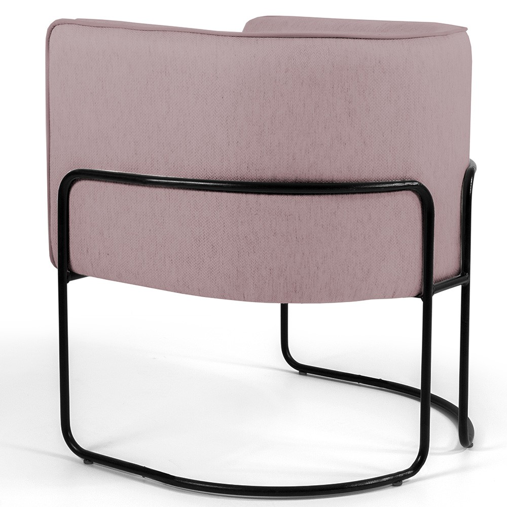 Kit 02 Poltronas Decorativas Fixa Base de Aço Preto Betina D02 Veludo Rosê C-305 - Lyam Decor