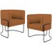 Kit 02 Poltronas Decorativas Fixa Base de Aço Preto Betina D02 Veludo Telha C-262 - Lyam Decor