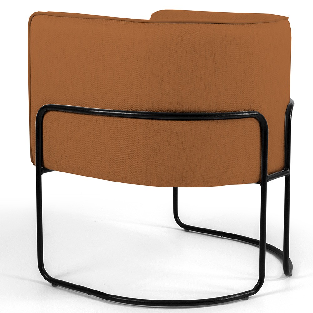 Kit 02 Poltronas Decorativas Fixa Base de Aço Preto Betina D02 Veludo Telha C-262 - Lyam Decor