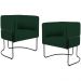 Kit 02 Poltronas Decorativas Fixa Base de Aço Preto Betina D02 Veludo Verde Musgo C-303 - Lyam Decor