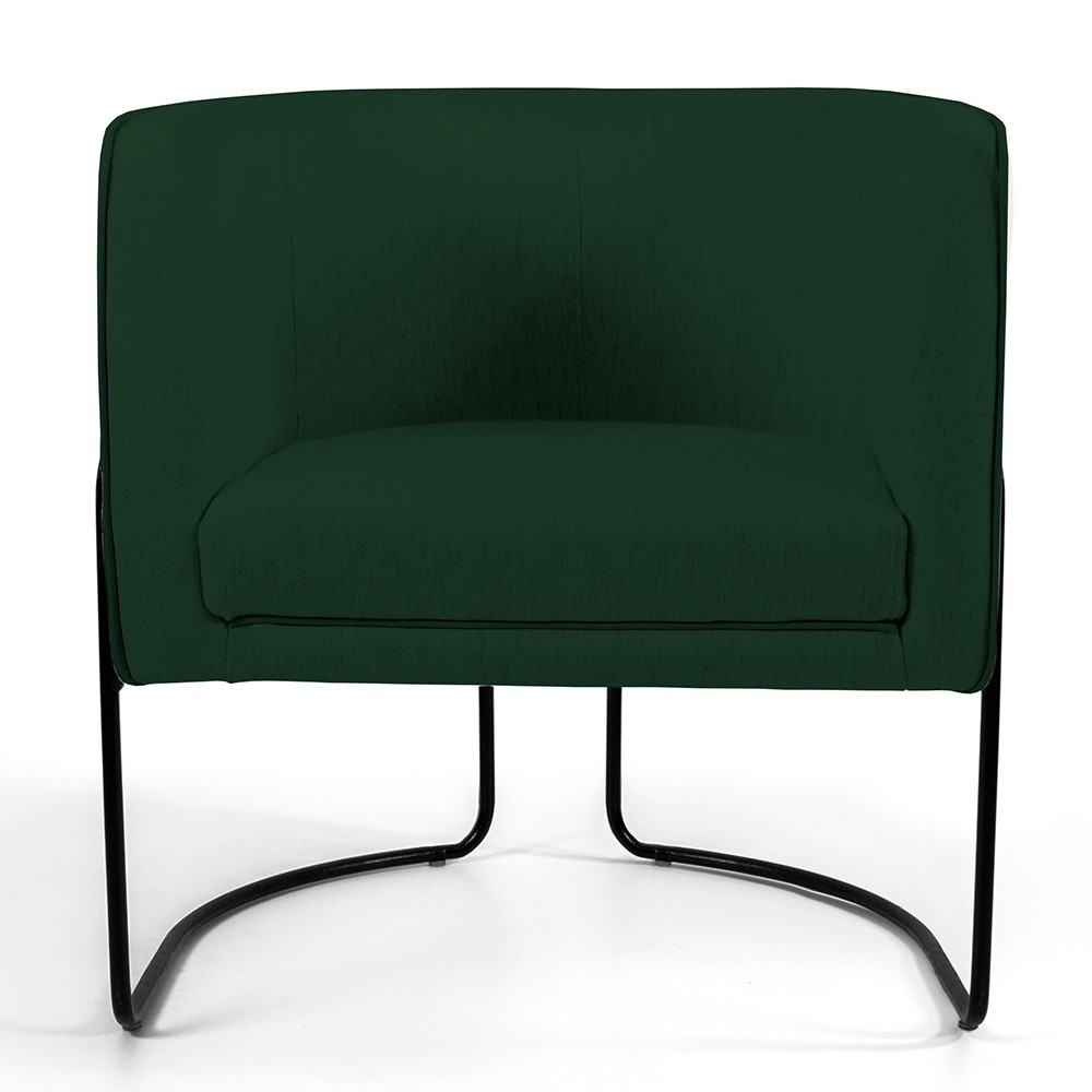 Kit 02 Poltronas Decorativas Fixa Base de Aço Preto Betina D02 Veludo Verde Musgo C-303 - Lyam Decor
