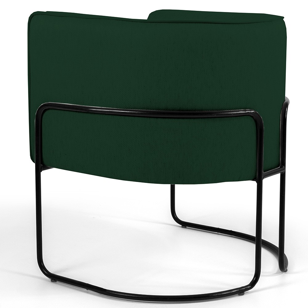 Kit 02 Poltronas Decorativas Fixa Base de Aço Preto Betina D02 Veludo Verde Musgo C-303 - Lyam Decor