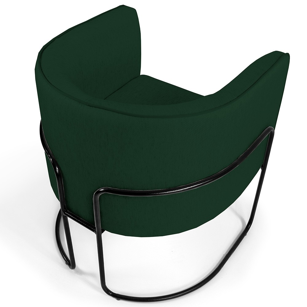 Kit 02 Poltronas Decorativas Fixa Base de Aço Preto Betina D02 Veludo Verde Musgo C-303 - Lyam Decor