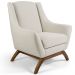 Kit 02 Poltronas Decorativas Fixa Base de Madeira Juliet D02 Algodão Bege C-370 - Lyam Decor