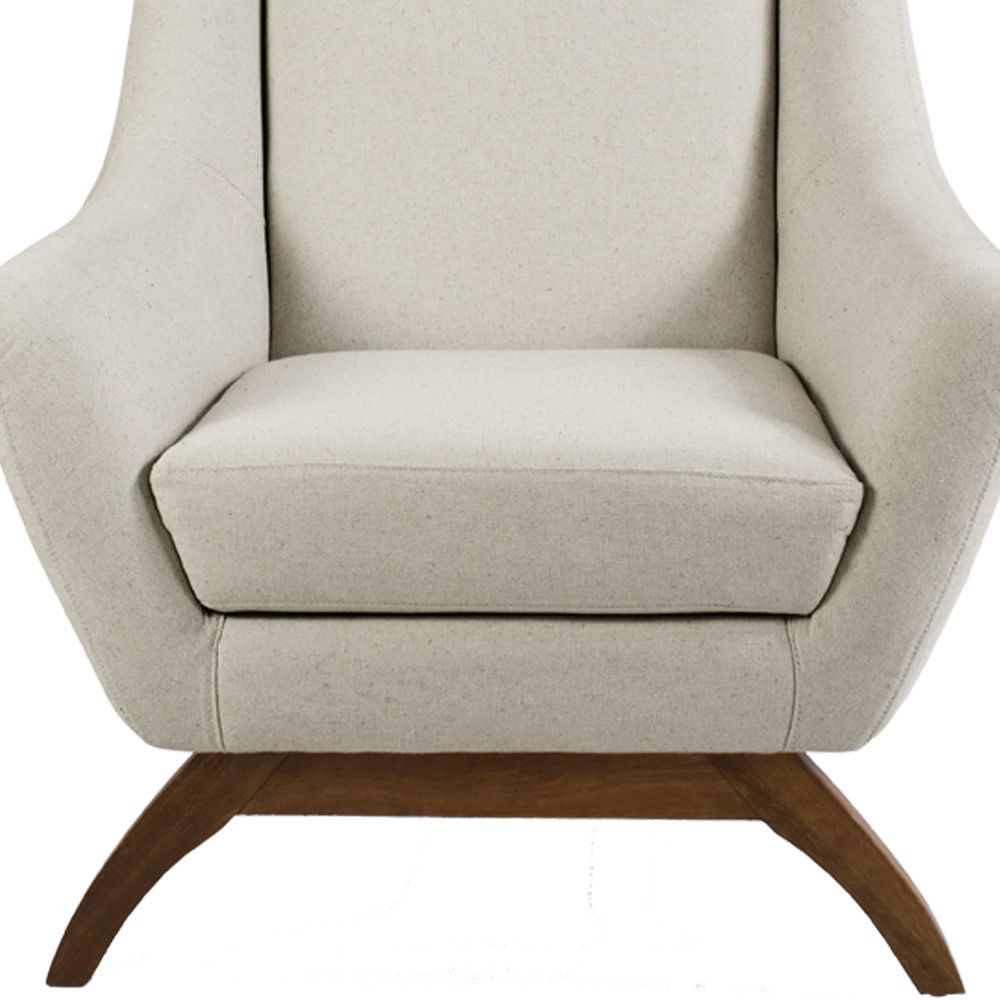 Kit 02 Poltronas Decorativas Fixa Base de Madeira Juliet D02 Algodão Bege C-370 - Lyam Decor