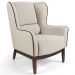 Kit 02 Poltronas Decorativas Fixa Base de Madeira Milena D02 Algodão Poliéster Bege C-392 - Lyam Decor