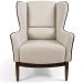 Kit 02 Poltronas Decorativas Fixa Base de Madeira Milena D02 Algodão Poliéster Bege C-392 - Lyam Decor