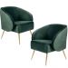 Kit 02 Poltronas Decorativas Fixa Pés Palito New Bronze Agnes D02 Veludo Verde C-303 - Lyam Decor
