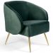 Kit 02 Poltronas Decorativas Fixa Pés Palito New Bronze Agnes D02 Veludo Verde C-303 - Lyam Decor