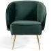 Kit 02 Poltronas Decorativas Fixa Pés Palito New Bronze Agnes D02 Veludo Verde C-303 - Lyam Decor