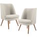 Kit 02 Poltronas Decorativas Fixa Pés Palito Pérsia D02 Linho Bege C-107 - Lyam Decor