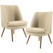 Kit 02 Poltronas Decorativas Fixa Pés Palito Pérsia D02 Linho Bege C-129 - Lyam Decor