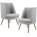 Kit 02 Poltronas Decorativas Fixa Pés Palito Pérsia D02 Linho Cinza D-315 - Lyam Decor