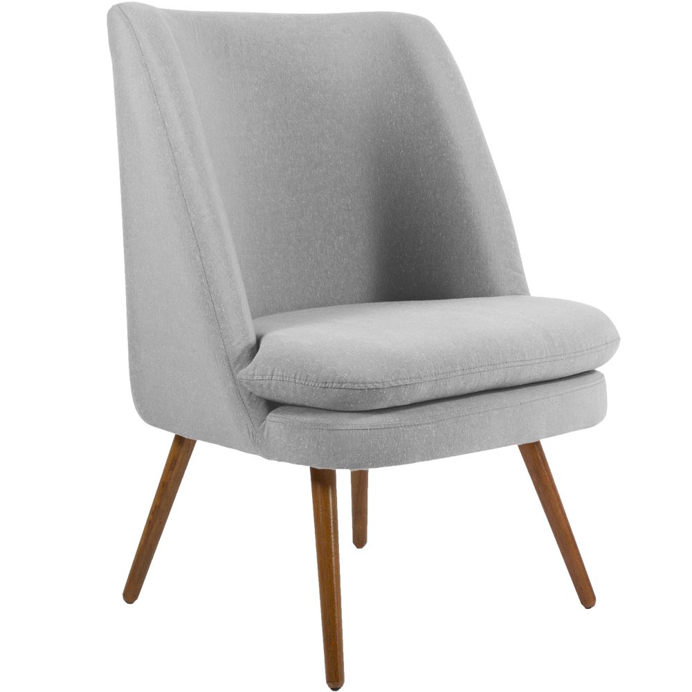 Kit 02 Poltronas Decorativas Fixa Pés Palito Pérsia D02 Linho Cinza D-315 - Lyam Decor