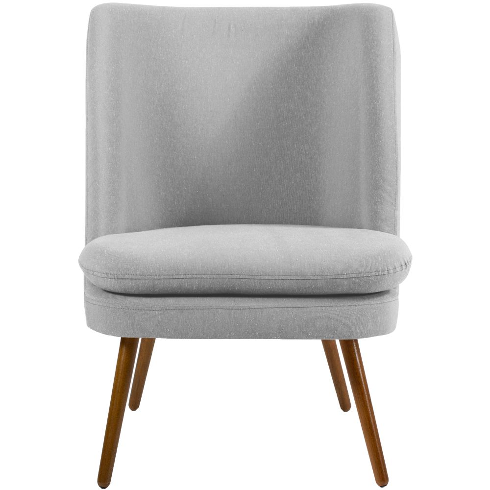 Kit 02 Poltronas Decorativas Fixa Pés Palito Pérsia D02 Linho Cinza D-315 - Lyam Decor